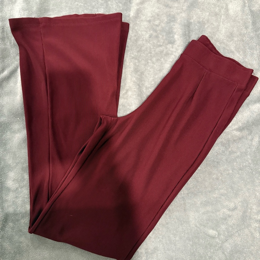 Bershka Deep Red Flare Pants